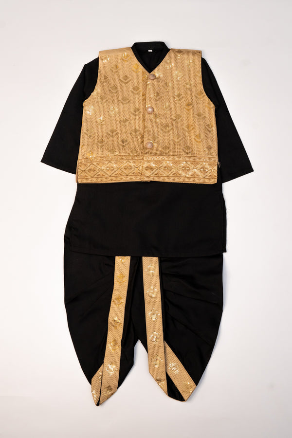 Black Dhoti Shalwar Suit & Waistcoat