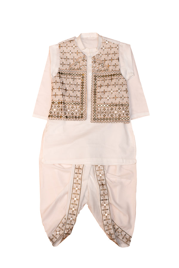 White Dhoti Shalwar Suit & Waistcoat