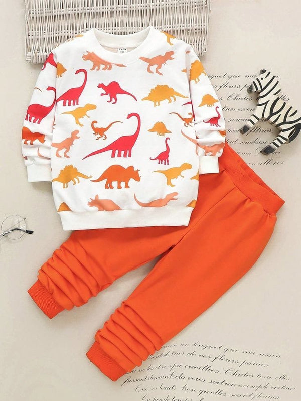 Dinosaurs White & Orange Winter Tracksuit