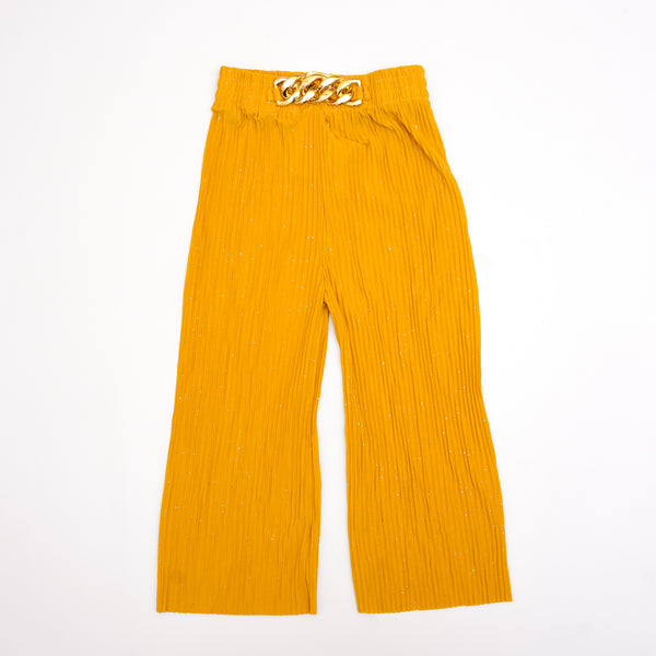 Glittery Metal Strap Mustard Flapper trouser