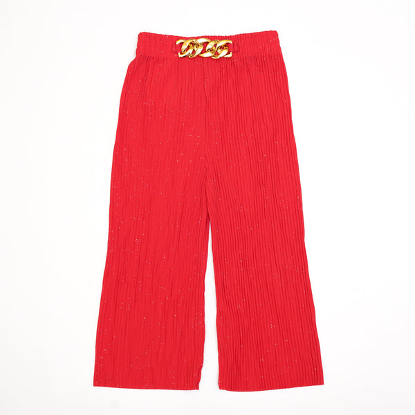 Glittery Metal Strap Red Flapper trouser