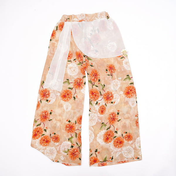 Peach Floral Extra Net Flapper trouser