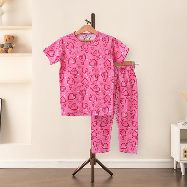 Girls pink Hearts Trouser shirt