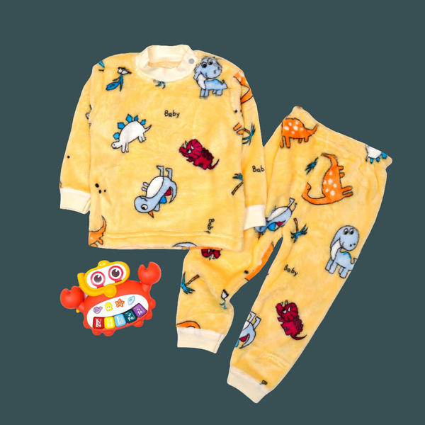 Yellow Animals Round Neck 2 Piece Set