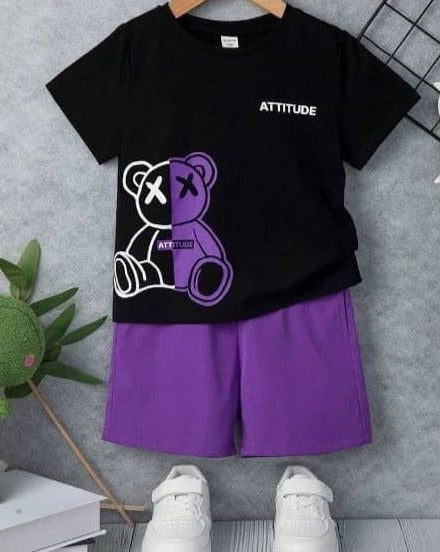 Attitude Black & Purple Nicker shirt
