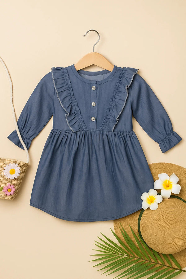 Charm Ruffle Denim Frock