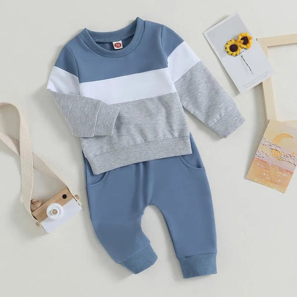 Grey Blue Panels Winter Tracksuit