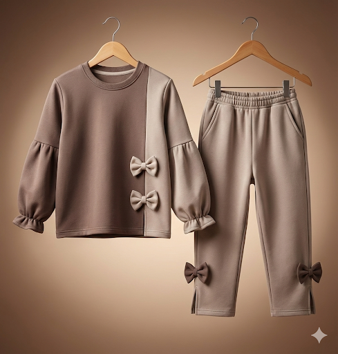 Grey Slit Bow Winter Tracksuit