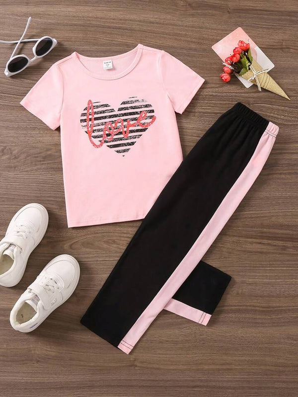 Girl's Love Heart Summer Trouser & Shirt