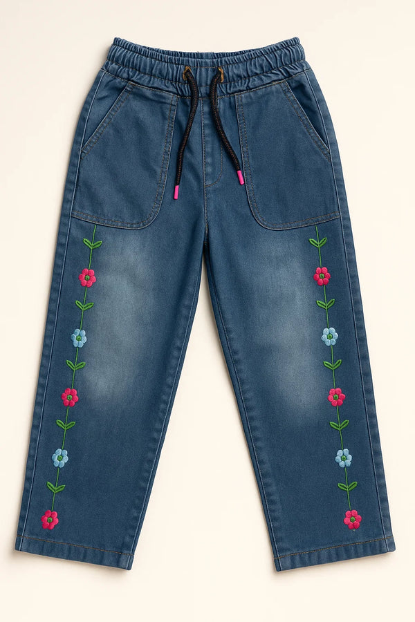 Parallel Flower Elastic Denim Pant