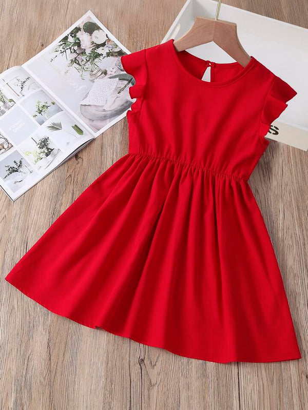 Red Keyhole Back Frock